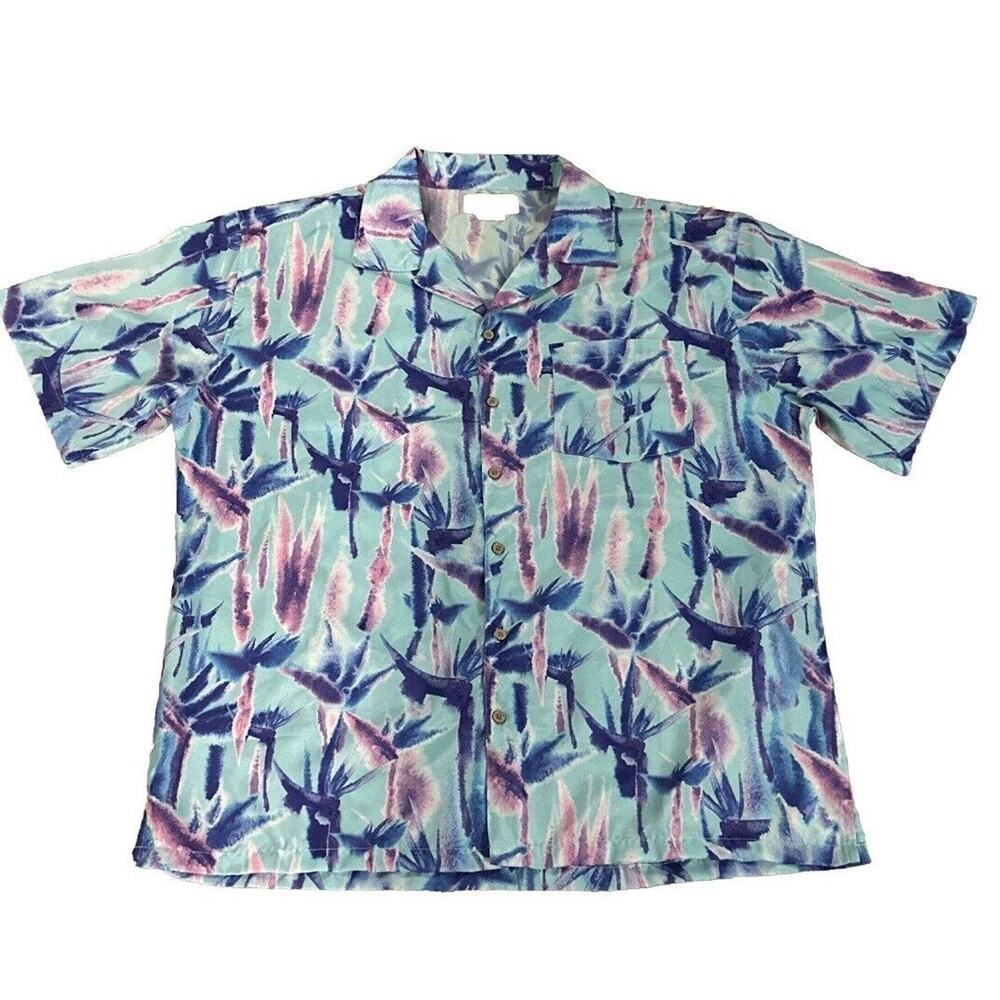 Aloha Co Resort Wear Tie Dye Button Up Hawaiian Mens Shirt X Large